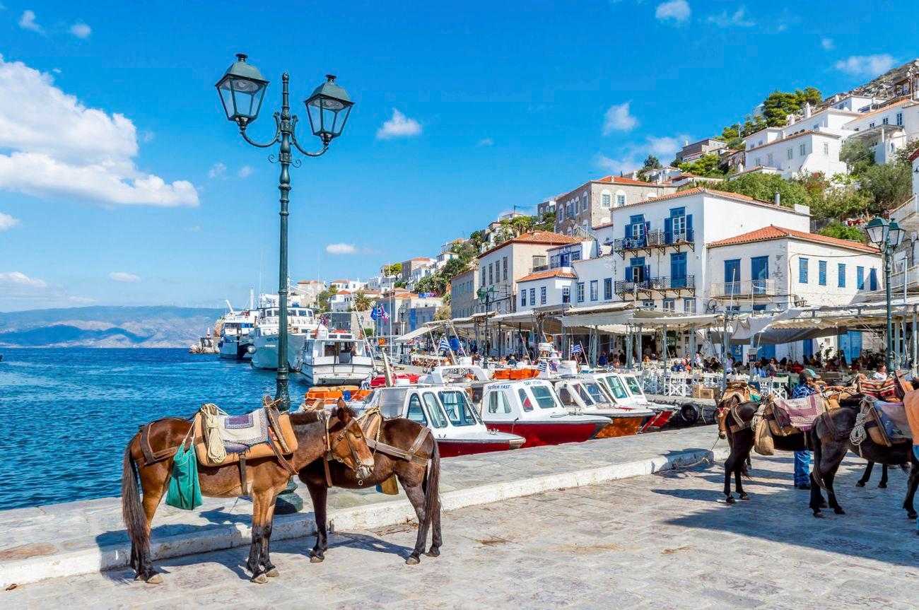 Hydra Island Donkeys Boats